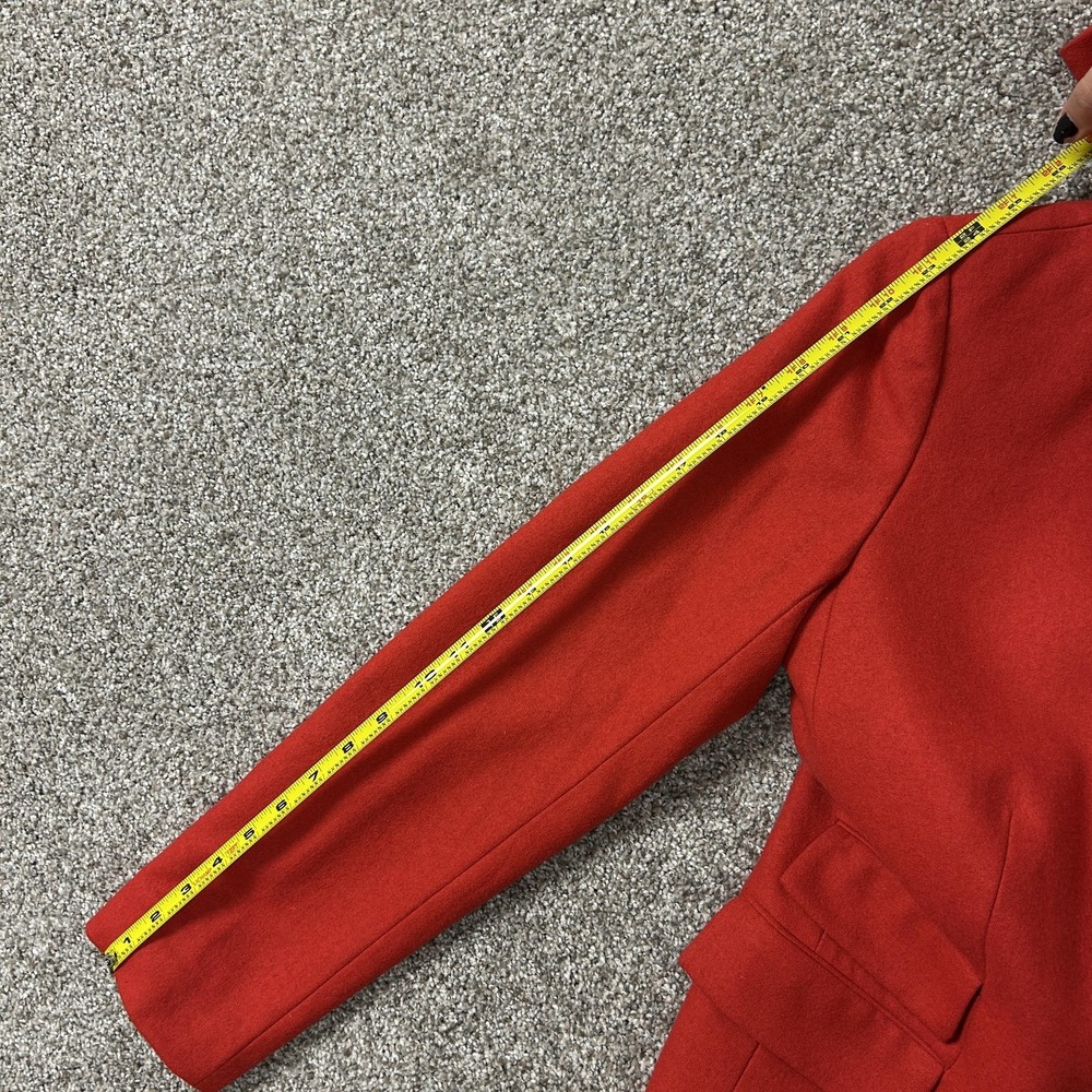 Liz Claiborne Blazer Jacket Womens 6 Red Wool Twill Button Front Pockets Lined - Picture 5 of 6